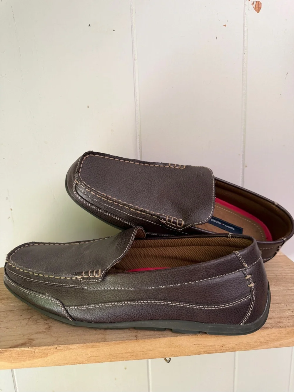 Tommy Hilfiger Men's Brown Leather Driving Loafers size 10.5
